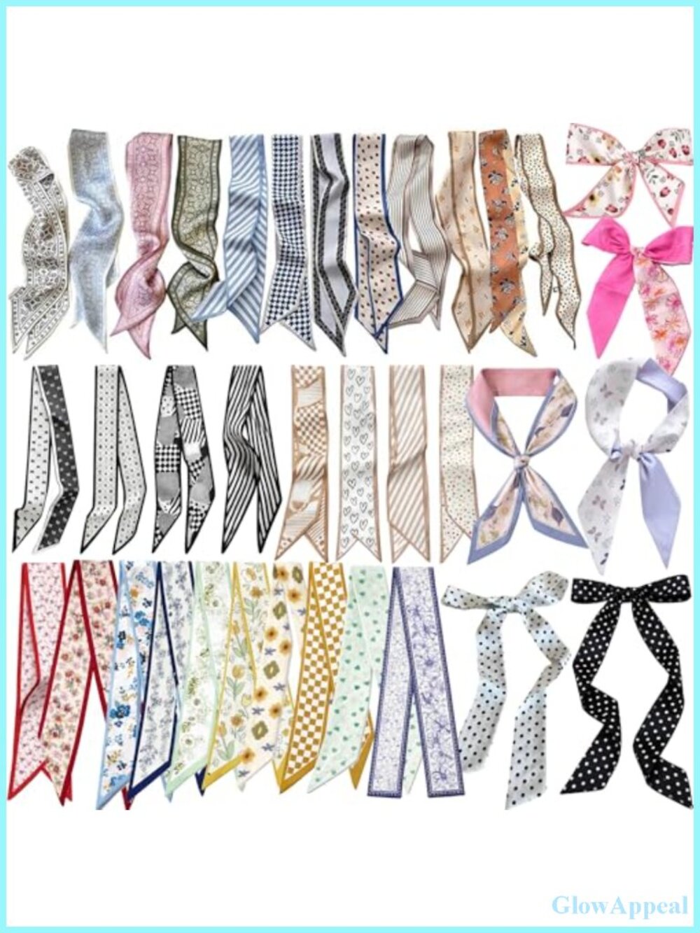 36 Pcs Faux Silk Multi-Length Stylish Scarf Multipack for Neck Bags Hair